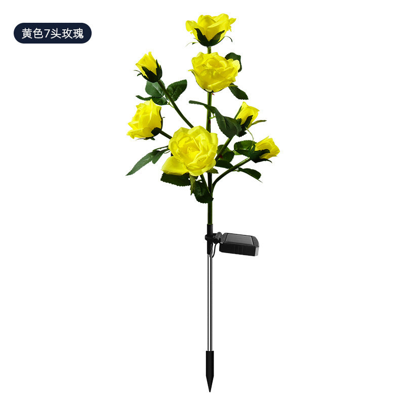 LED solar rose flower lamp simulation flower lamp garden lawn lamp outdoor floor lamp courtyard camping lamp
