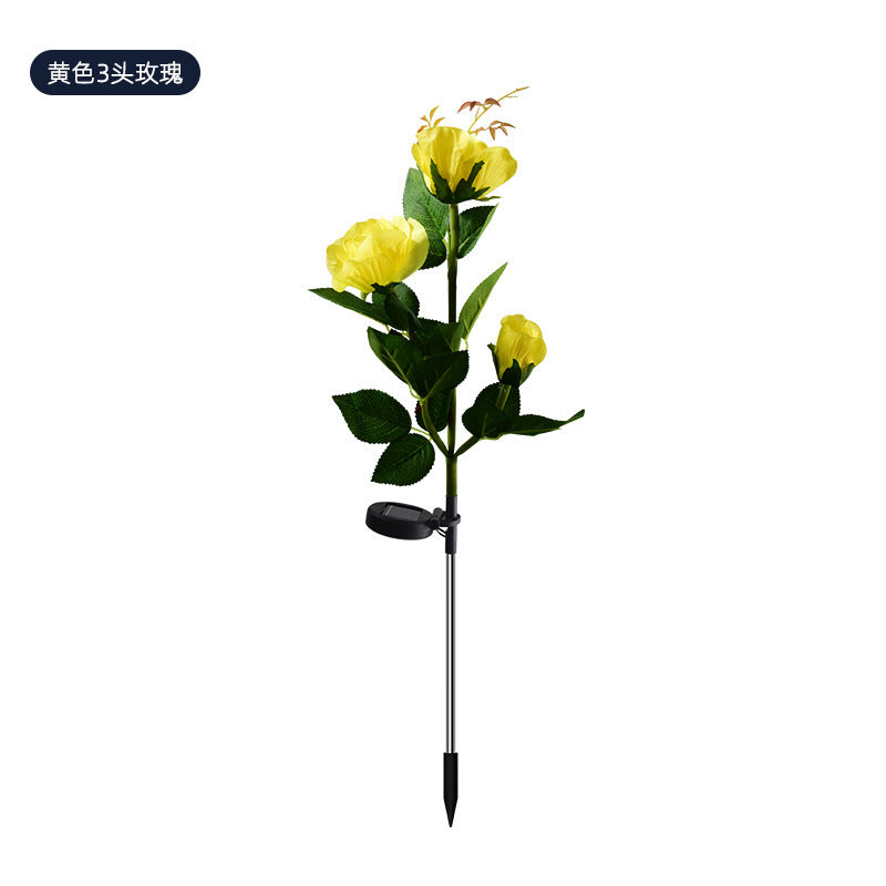 LED solar rose flower lamp simulation flower lamp garden lawn lamp outdoor floor lamp courtyard camping lamp