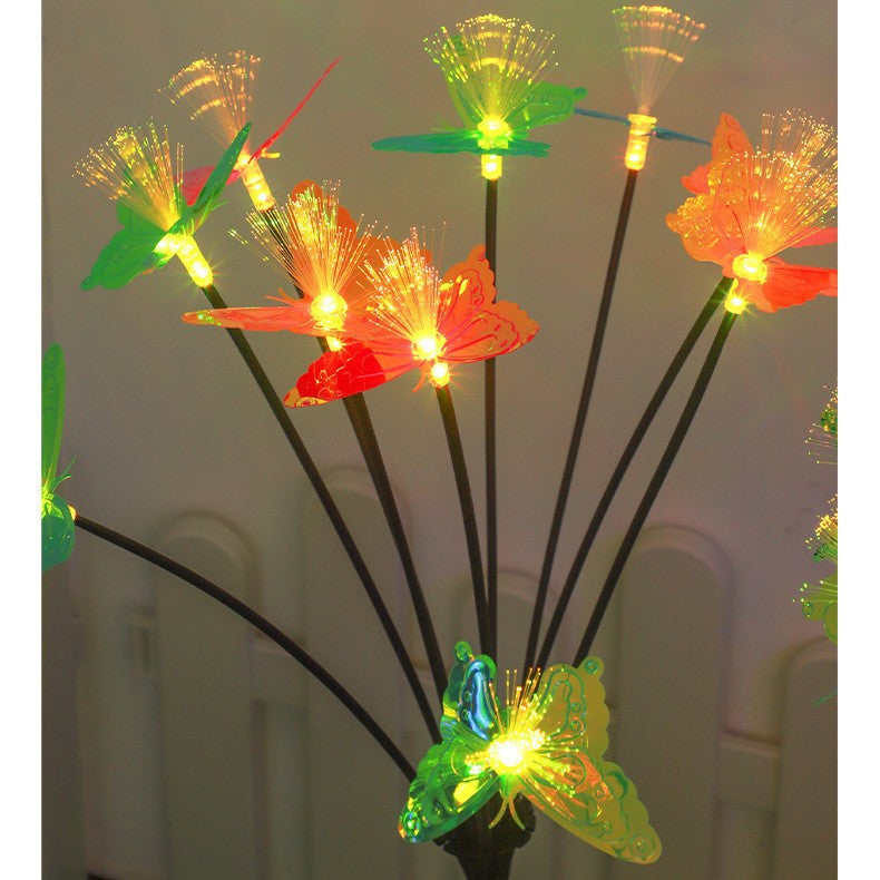 Solar Symphony Petal Bee Fiber Butterfly Floor Plug-in Outdoor Garden Mushroom Bee Floor Plug-in Lawn Light