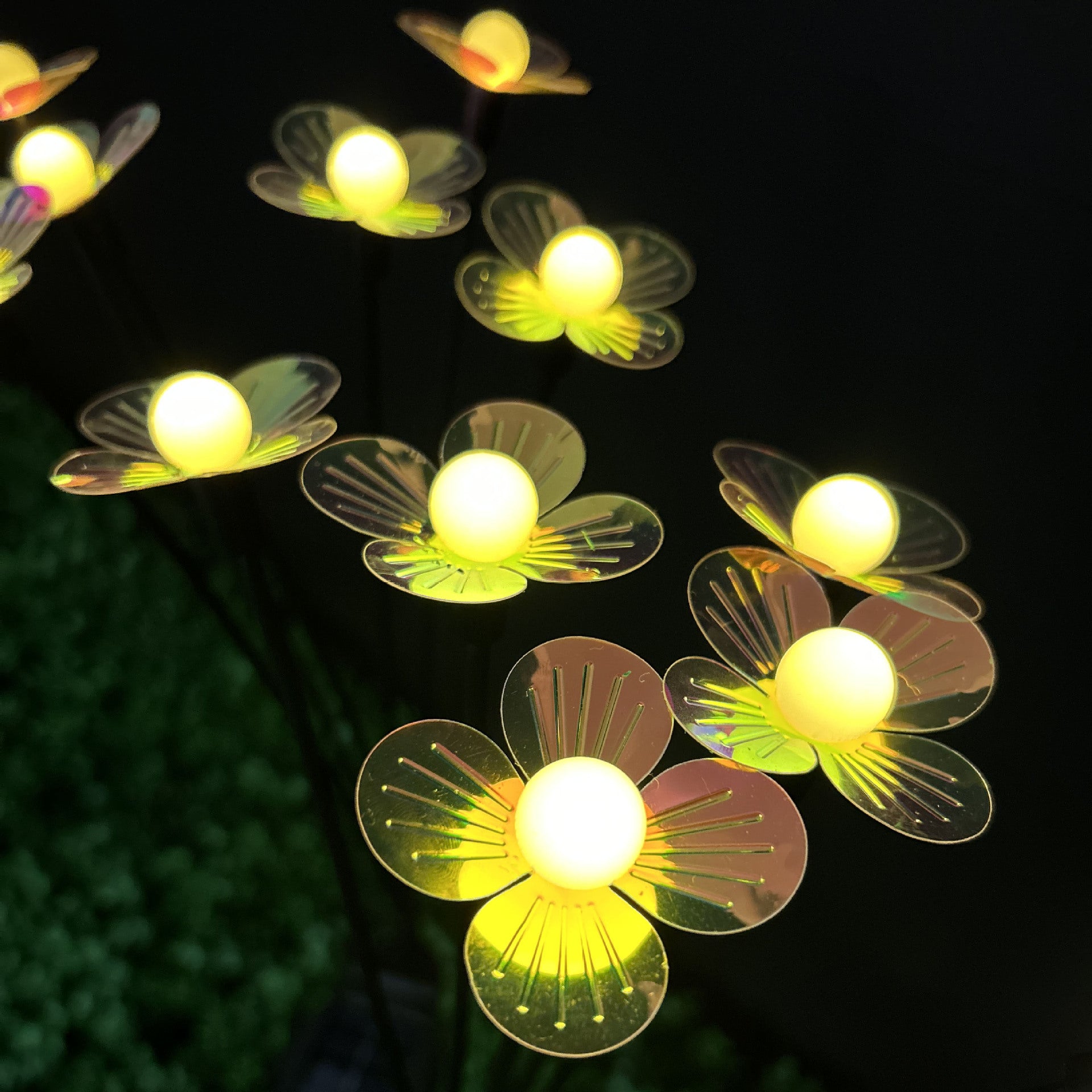 Solar Symphony Petal Bee Fiber Butterfly Floor Plug-in Outdoor Garden Mushroom Bee Floor Plug-in Lawn Light