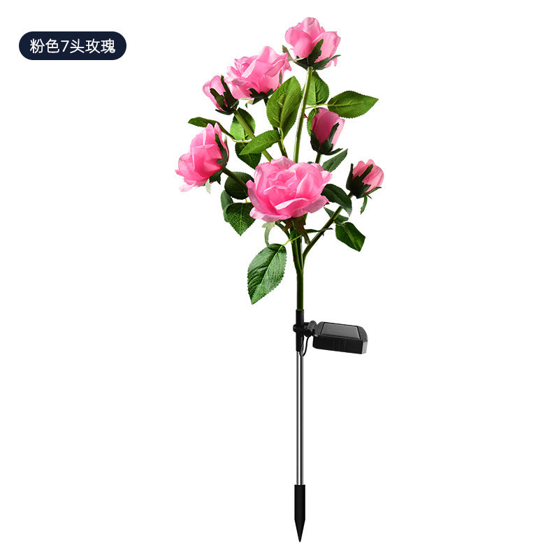 LED solar rose flower lamp simulation flower lamp garden lawn lamp outdoor floor lamp courtyard camping lamp