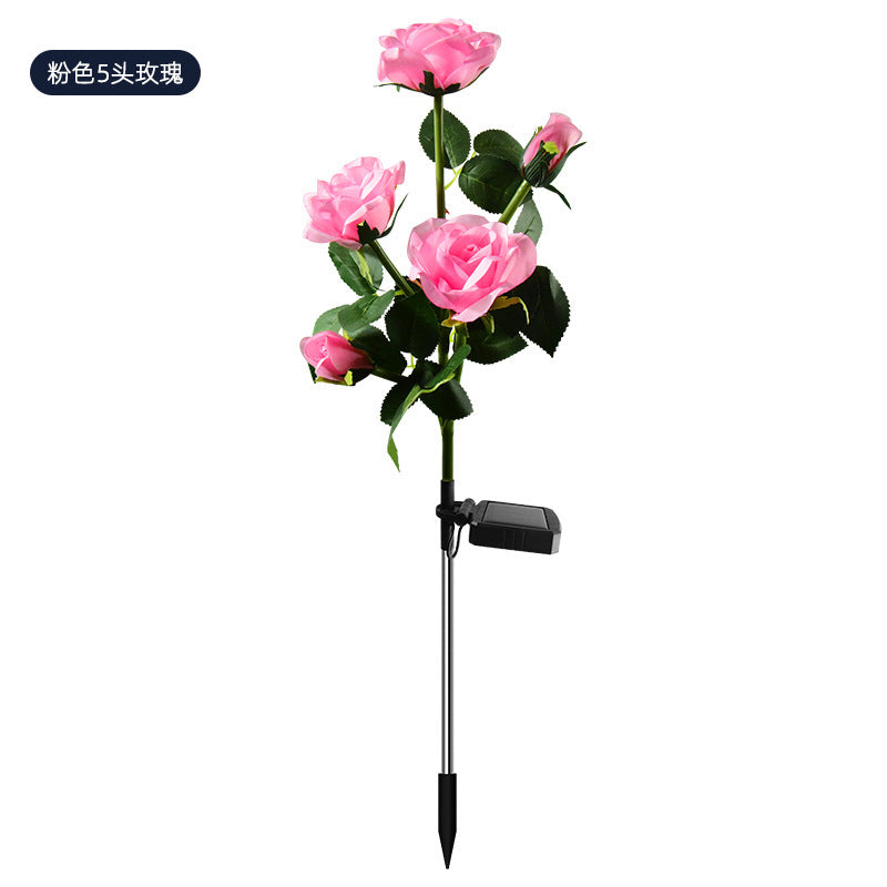 LED solar rose flower lamp simulation flower lamp garden lawn lamp outdoor floor lamp courtyard camping lamp