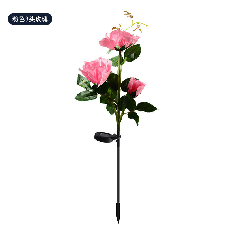 LED solar rose flower lamp simulation flower lamp garden lawn lamp outdoor floor lamp courtyard camping lamp