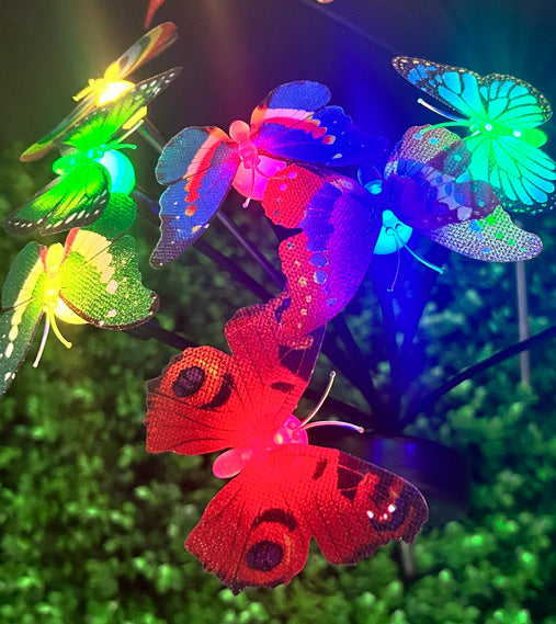 Solar Symphony Petal Bee Fiber Butterfly Floor Plug-in Outdoor Garden Mushroom Bee Floor Plug-in Lawn Light