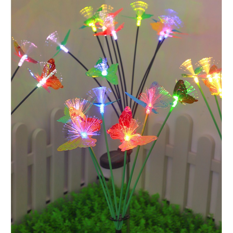 Solar Symphony Petal Bee Fiber Butterfly Floor Plug-in Outdoor Garden Mushroom Bee Floor Plug-in Lawn Light