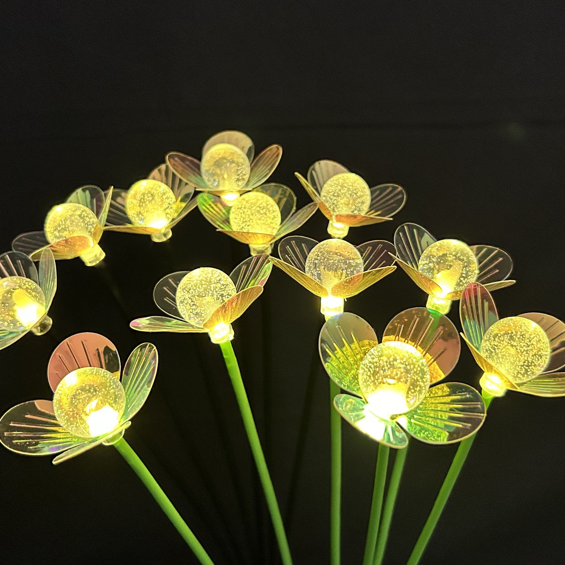 Solar Symphony Petal Bee Fiber Butterfly Floor Plug-in Outdoor Garden Mushroom Bee Floor Plug-in Lawn Light