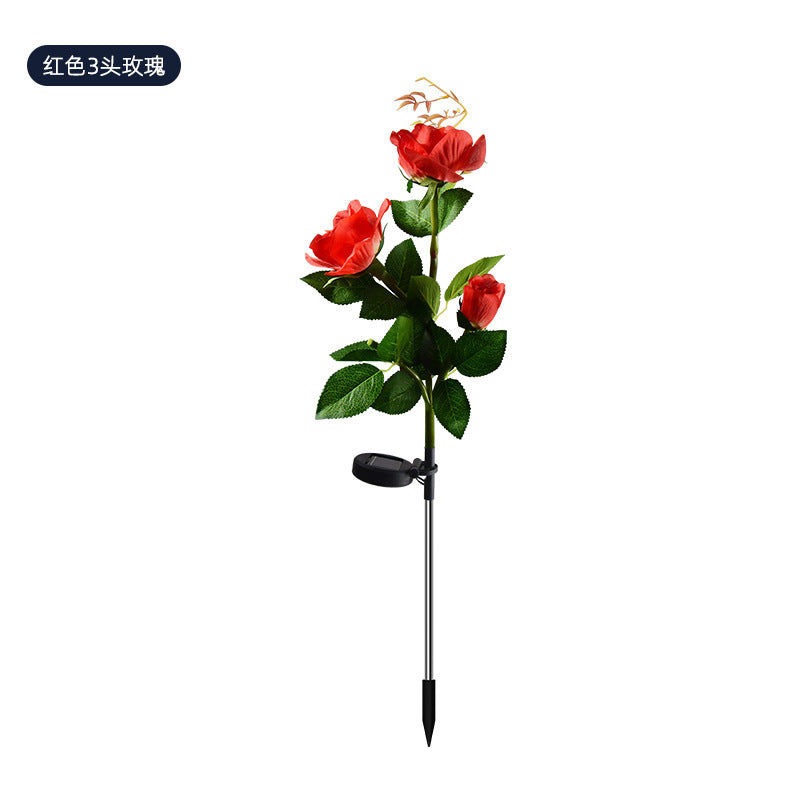LED solar rose flower lamp simulation flower lamp garden lawn lamp outdoor floor lamp courtyard camping lamp