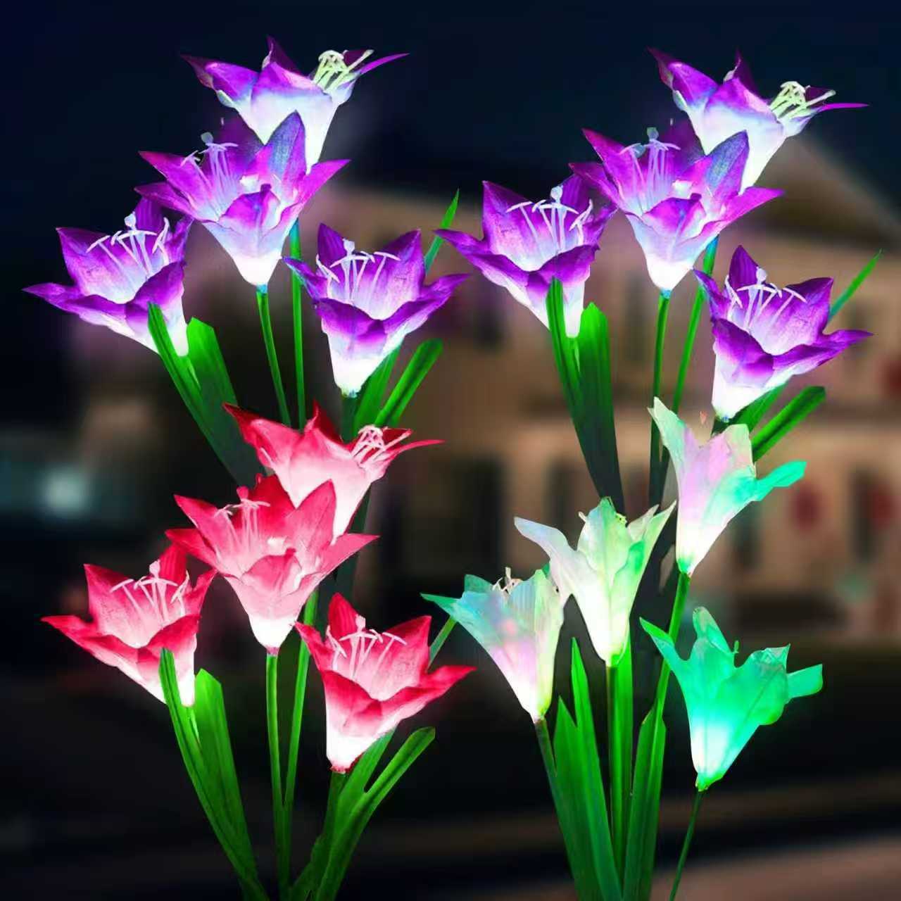 Outdoor led luminous flower solar simulation lily lamp lawn courtyard garden landscape work in progress lily flower lamp