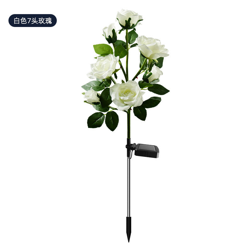 LED solar rose flower lamp simulation flower lamp garden lawn lamp outdoor floor lamp courtyard camping lamp