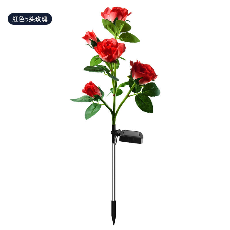 LED solar rose flower lamp simulation flower lamp garden lawn lamp outdoor floor lamp courtyard camping lamp