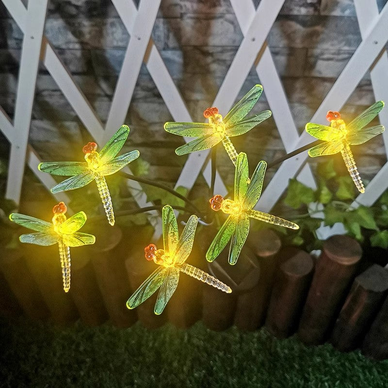 Solar Symphony Petal Bee Fiber Butterfly Floor Plug-in Outdoor Garden Mushroom Bee Floor Plug-in Lawn Light