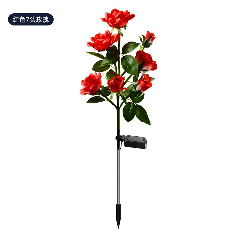 LED solar rose flower lamp simulation flower lamp garden lawn lamp outdoor floor lamp courtyard camping lamp