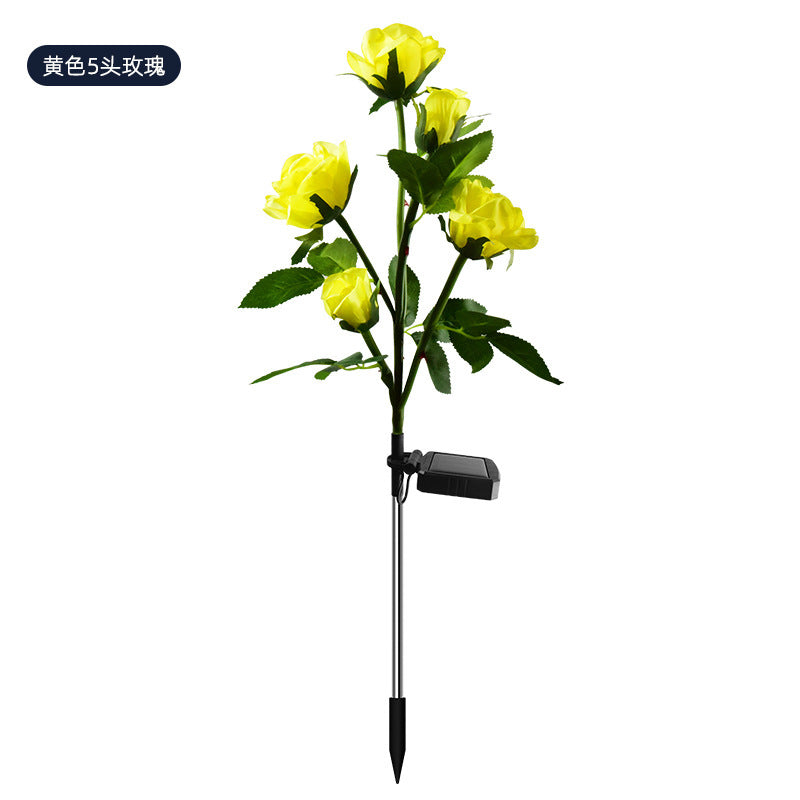 LED solar rose flower lamp simulation flower lamp garden lawn lamp outdoor floor lamp courtyard camping lamp