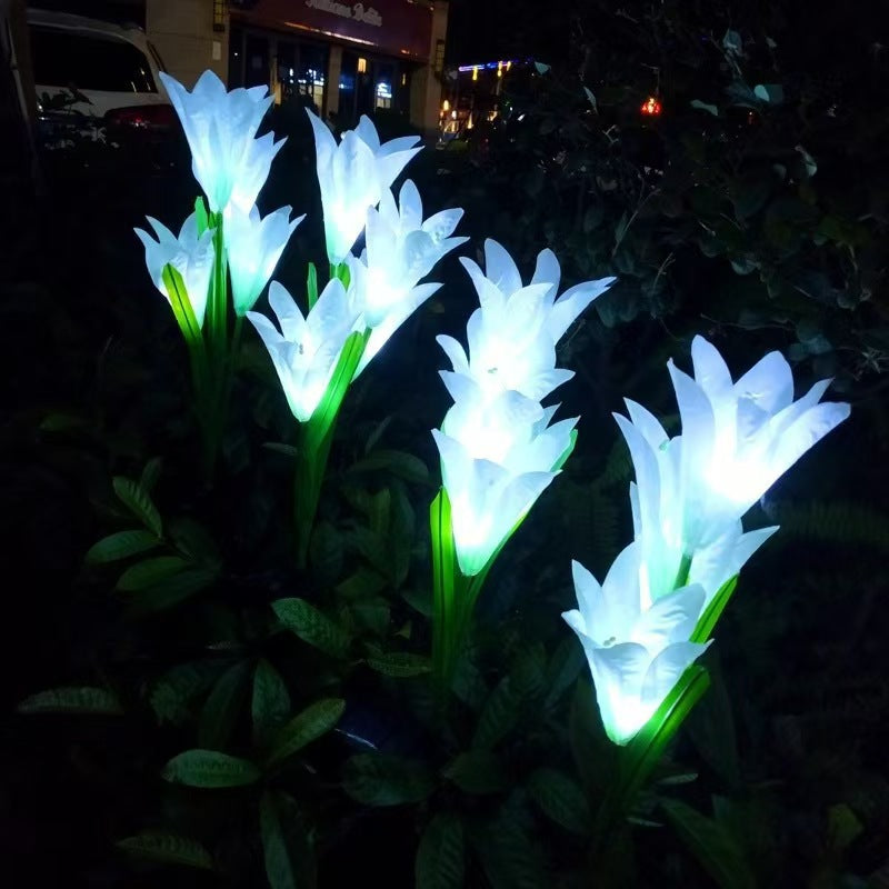 Outdoor led luminous flower solar simulation lily lamp lawn courtyard garden landscape work in progress lily flower lamp